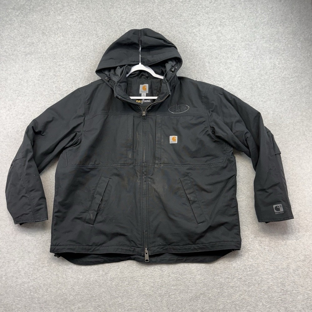 Carhartt Jacket Men's 102207 Black Full Swing Size Quick Duck Canvas Hooded XXL